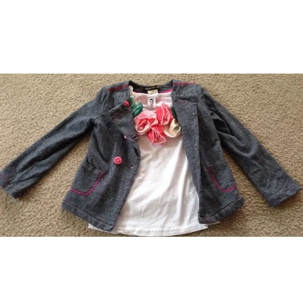 Morgan & Milo Blue Striped Sweater  6 +Rose Shirt